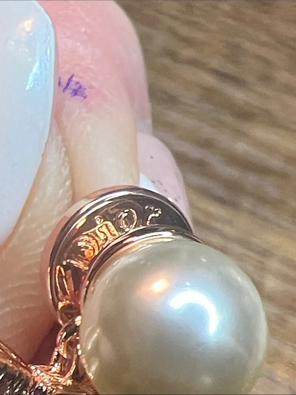 Pearl Stud Earrings with Rose Gold Bow Accent - White Pearl